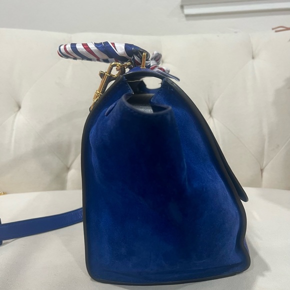 Celine Calfskin Suede Small Trapeze Indigo - Picture 3 of 11